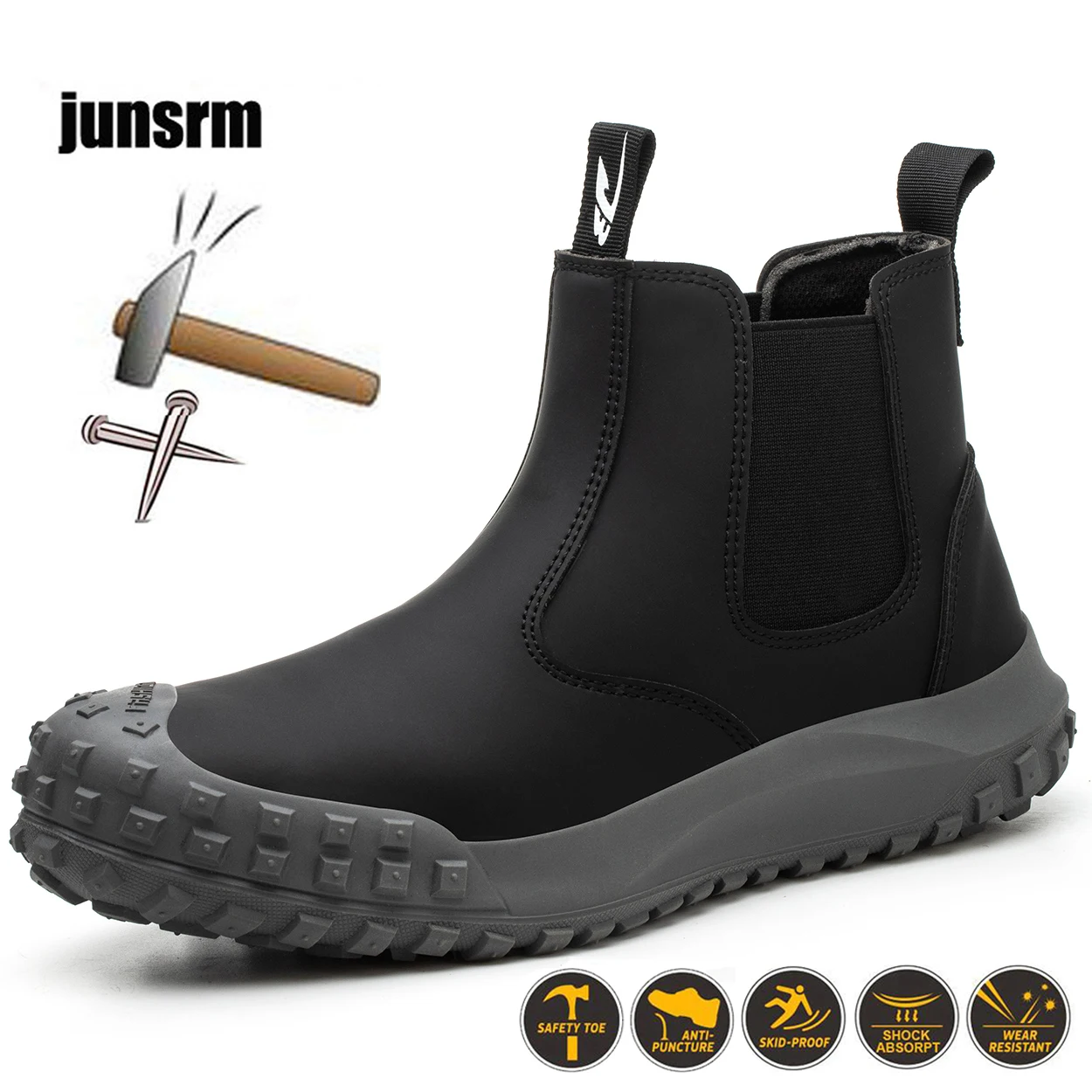 

New men's safety shoes smash-proof steel toe anti-slip wear-resistant rubber outsole comfortable anti-hot and waterproof work b