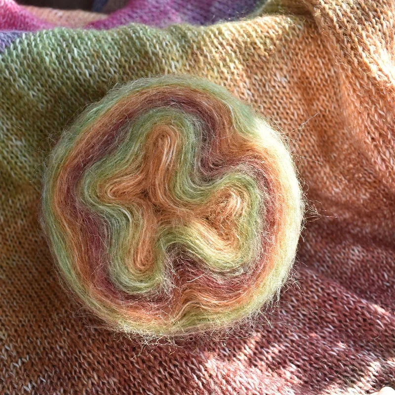 Warm Fancy Gradient Mohair Long Dyed Mohair Fine Thread Crochet Sweater Silk Young Mohair Wool Ball 2