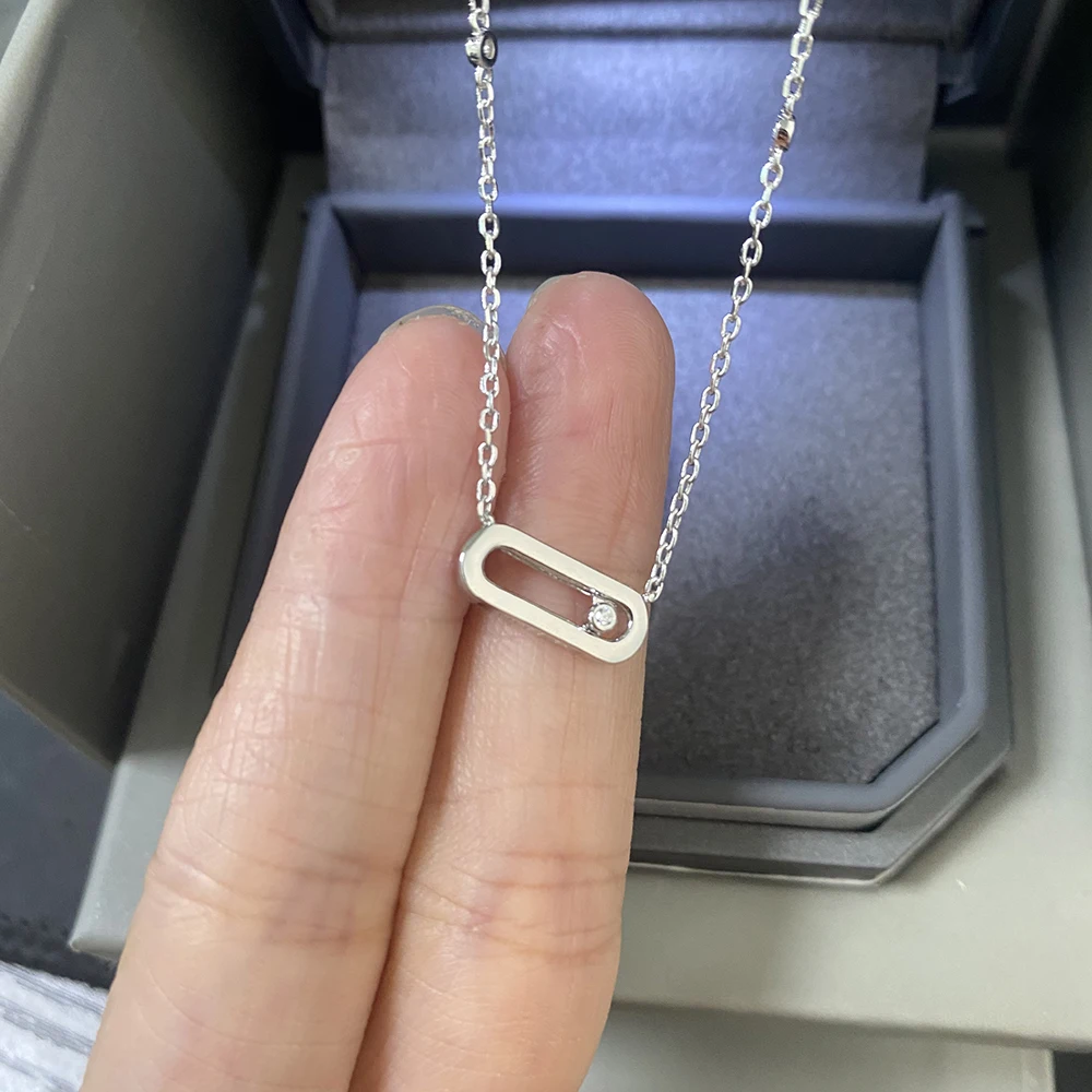 Silver pendant 925 sterling silver women's diamond pendant necklace classic MOVE series 5 water drop diamonds