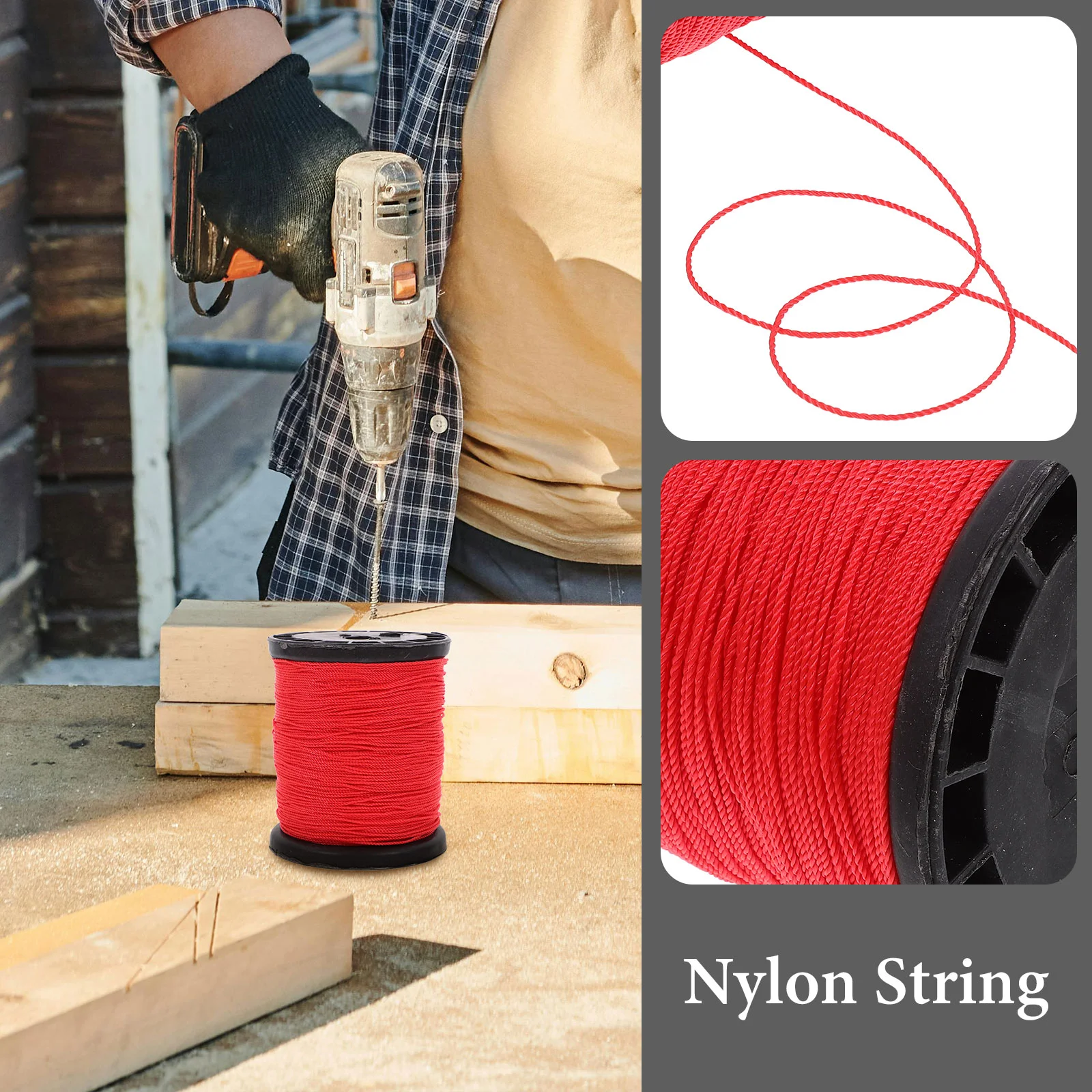 Nylon rope twine 2 Rolls Construction Nylon Line Thread Durable Twine Building Lines for Masonry Crafts Garden Rope Household Twist