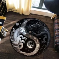 Animal Art Carpet 3D Printed Dragon Tiger Lion Round Rug Living Room Bedroom Child Study Room Decoration Round Rug Floor Mat 1