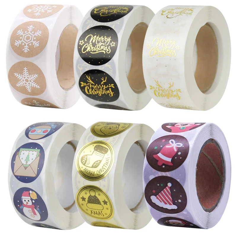 500pcs Round 20 Designs Merry Christmas Thank You Stickers Seal Labels for Envelope Cards Gift Package Scrapbooking Decor decorative stickers diy scrapbooking accessories thank you stickers