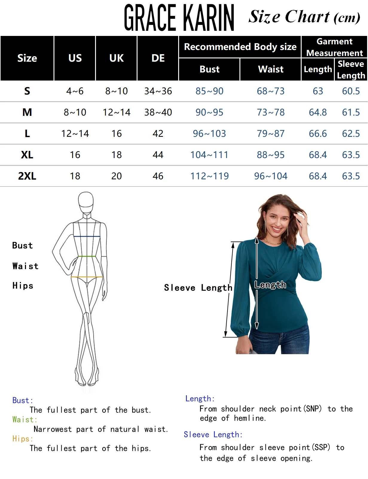 GK Women Casual Shirts Party Cocktail Knotted Bodice Tops Long Chiffon Sleeve Crew Neck Pullover Fashion Stylish Tees Streetwear
