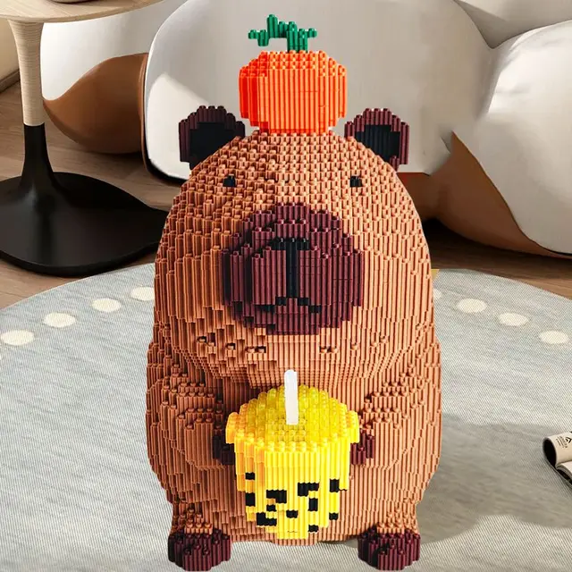 Big Capybara Toy for Kids Giant Strawberry Capybara Construction Set Anime Unique Decoration for Home for Aged 8+ 1