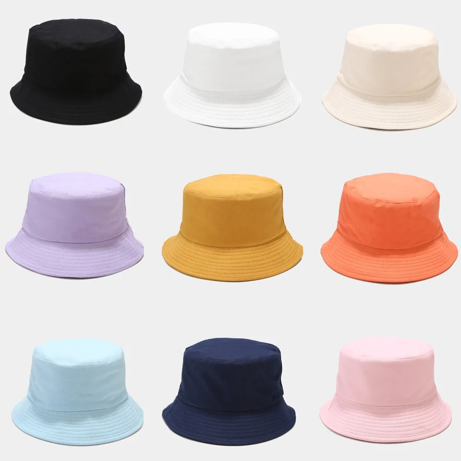 Solid Colour Light Plate Men  Women double-sided Fisherman Hat Outdoor Sunscreen Simple Hat Foldable Basin Hat Free Shipping