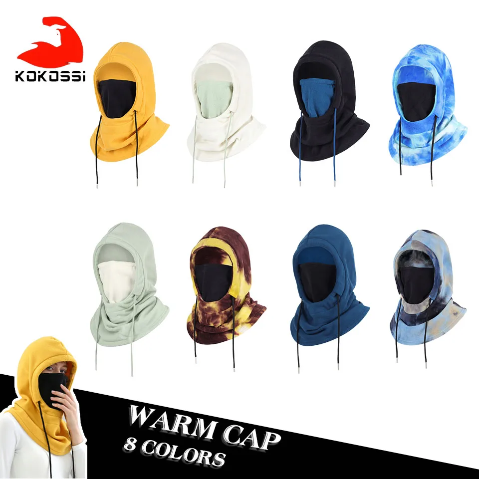

KoKossi Warm Cap Thermal Soft Fleece Balaclava Winter Outdoor Women Men Hats Hooded Neck Scarves Windproof Cycling Hiking Skiing