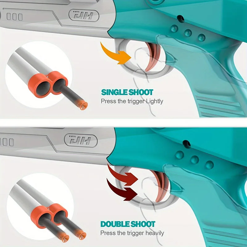 Double Barrel Toy Shotgun-Blue Projectile Soft Shell Gun Manual Launcher Toy Gun (US Stock) 4