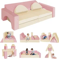 8PCS Modular Kids Play Couch,Kid's Foam Couches for Playroom,Toddler to Teen Sectional Sofa Play Set,Childrens Nugget Couch 1