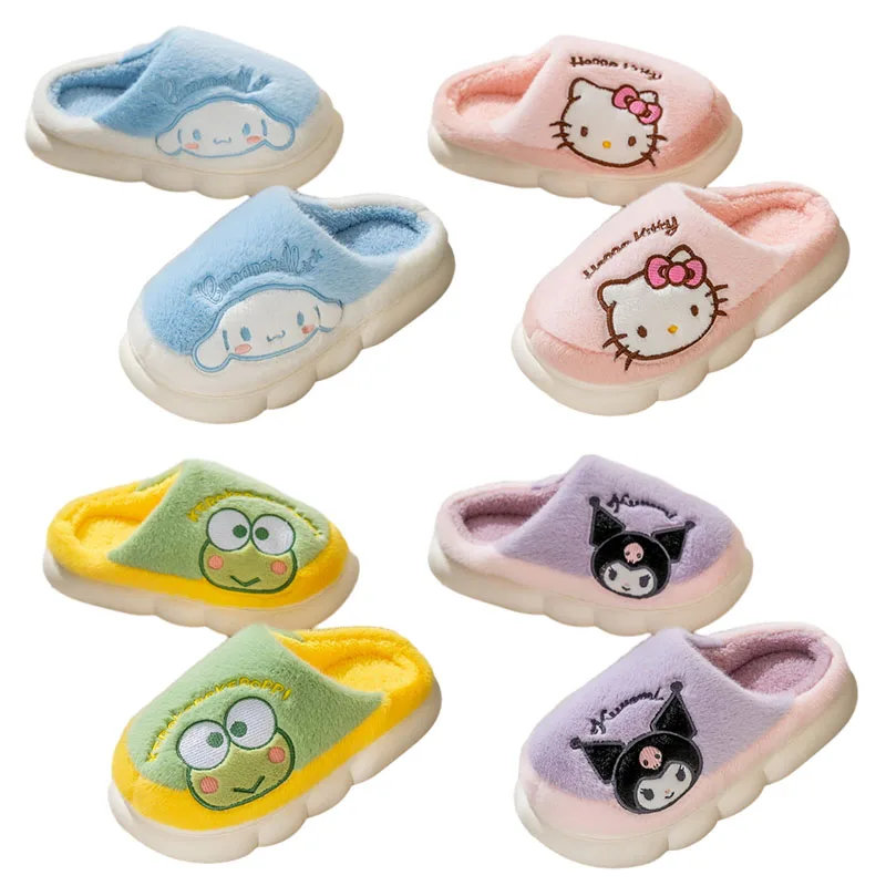 

Cute Cartoon Hellokittys Kuromi Cinnamoroll Winter Cotton Slippers for Home Plush Slippers for Home Wear Comfortable for Girls