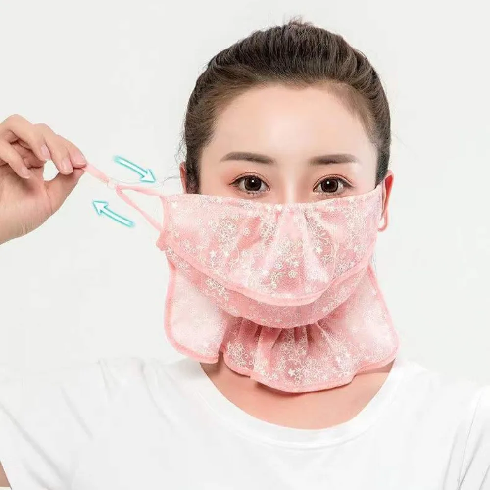 New Breathable Anti-UV Lace Sunscreen Mask Hanging Ear Scarves Mask Face Cover Scarf Cycling Scarf Face Veil Anti-sun Mask 3