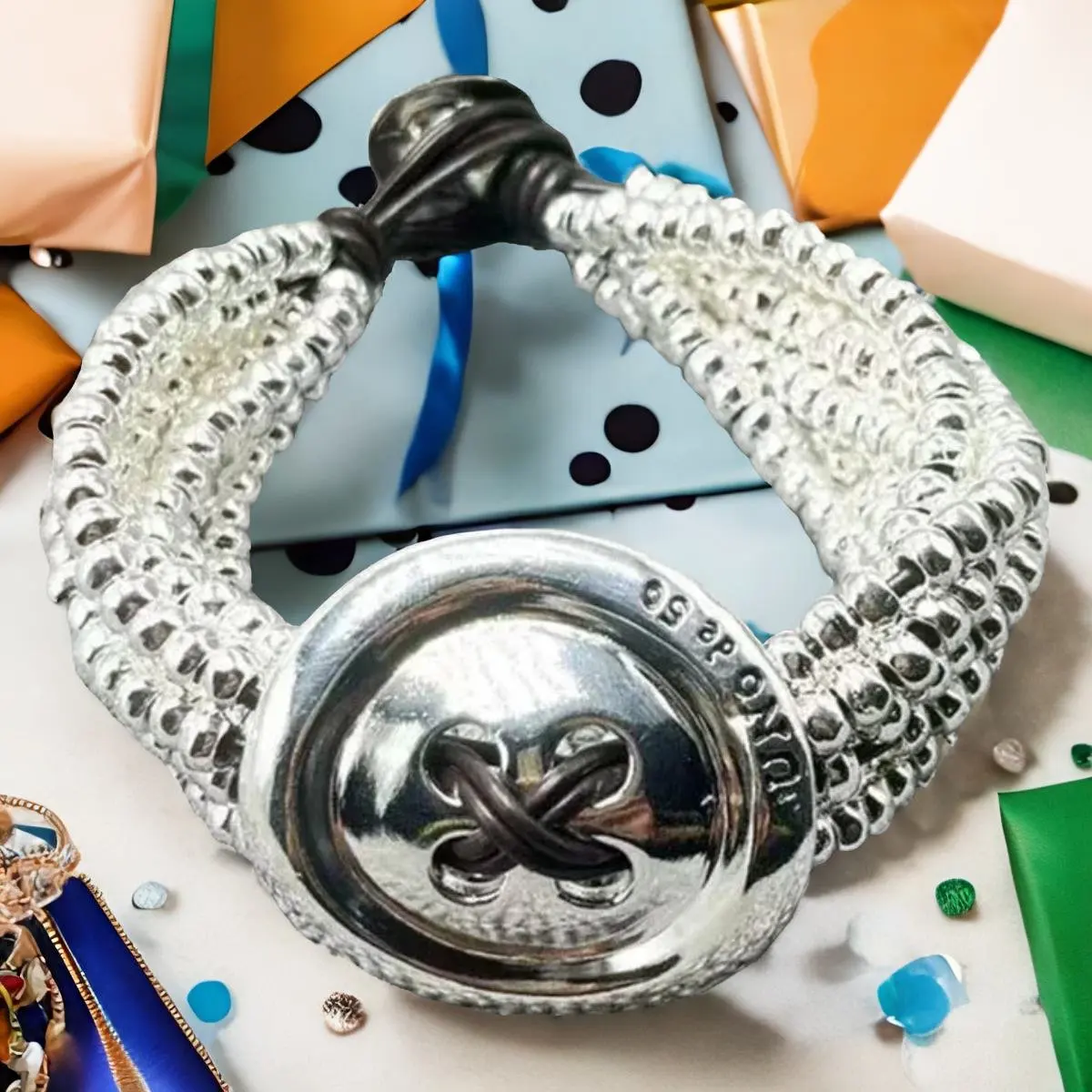 

2024 New UNOde50 Exquisite Simplicity Fashion Electroplating 925 Silver Luxury Multi Bracelet Button Holiday Gift