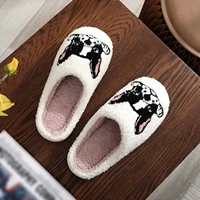 Pet Pattern French Bulldog Embroidered Plush Home Thick-Soled Comfortable Plush Cotton Slippers Cute Warm Non-Slip Indoor Slippers Pet Mom Gift Men and Women Can Wear - Image 3