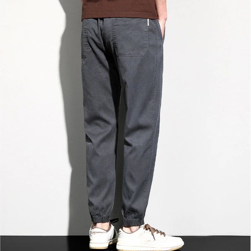 2024 Men's Summer Ice Silk Casual Pants Micro Wide Leg Pants Trousers Fashion Casual Tencel Drawstring Pants