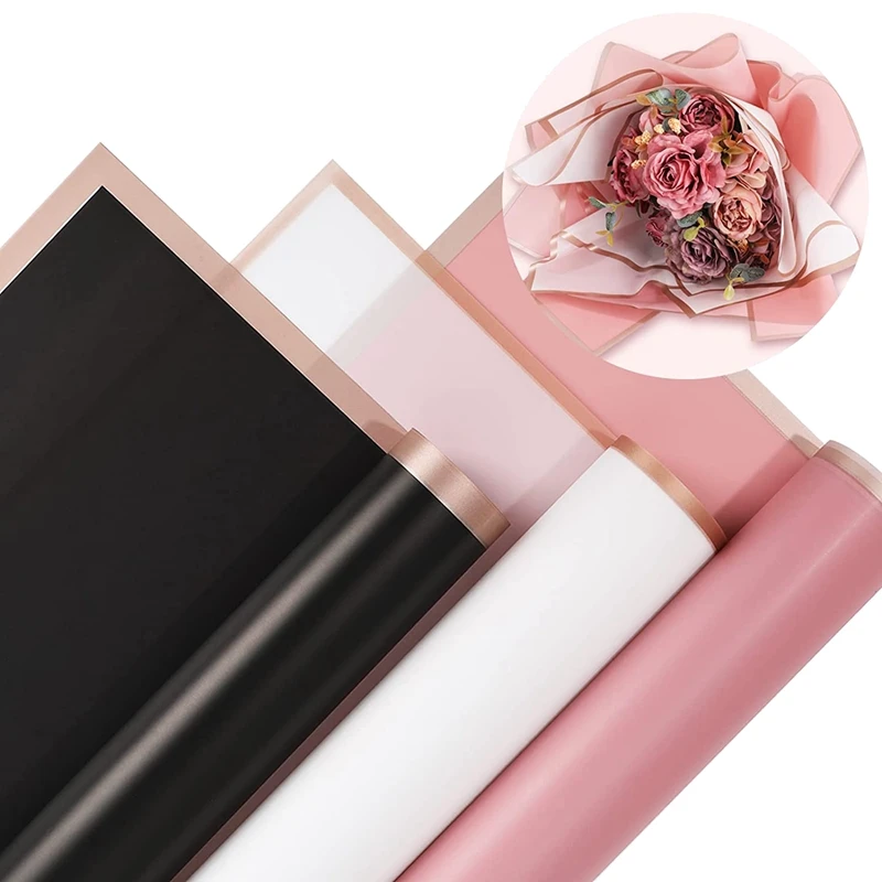 60 Floral Wrapping Paper Pink Black White Waterproof Flower