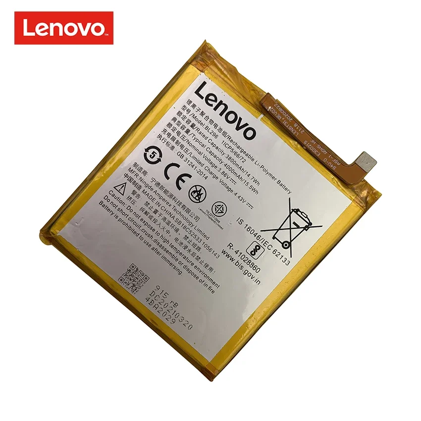 Фото 100% Оригинальный аккумулятор BL296 4000 мАч для Lenovo Z6 L78121 Z6pro / Z6 Pro L78051 BL 296, сменные батареи для телефона, батарея №3
