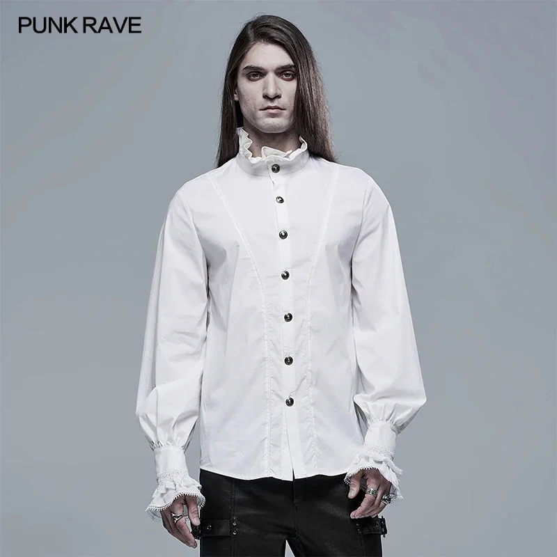 PUNK RAVE-Camiseta aristocrática gótica para hombre, corte tejido