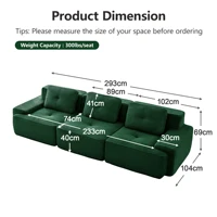 Модульный диван Green Cloud, сжатый диван без костей, удобный вельветовый диван-облако, 3-местный диван с глубоким сиденьем для гостиной — изображение 6