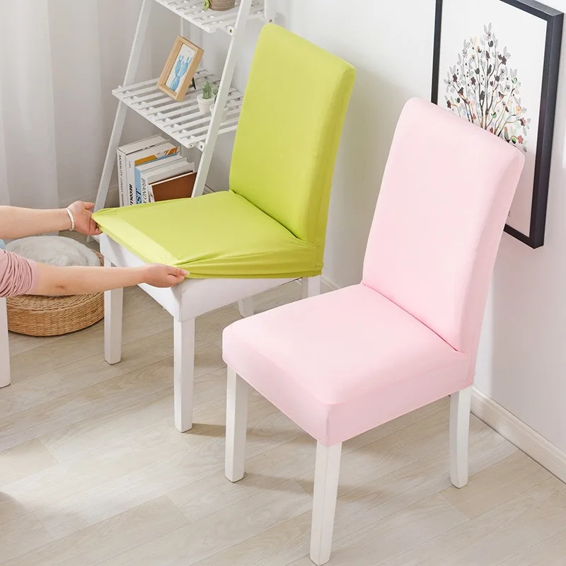 

Dining Room Lycra Spandex Chair Cover Stretch White Chair Seat Slip Cover Removable For Kitchen Restaurant chair covers wedding
