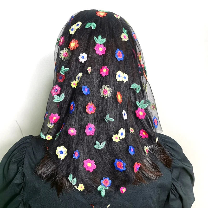 

Свадебная фата с цветочной вышивкой и бабочкой, элегантная винтажная удобная, для представлений, свадебный аксессуар для волос, 10 стилей