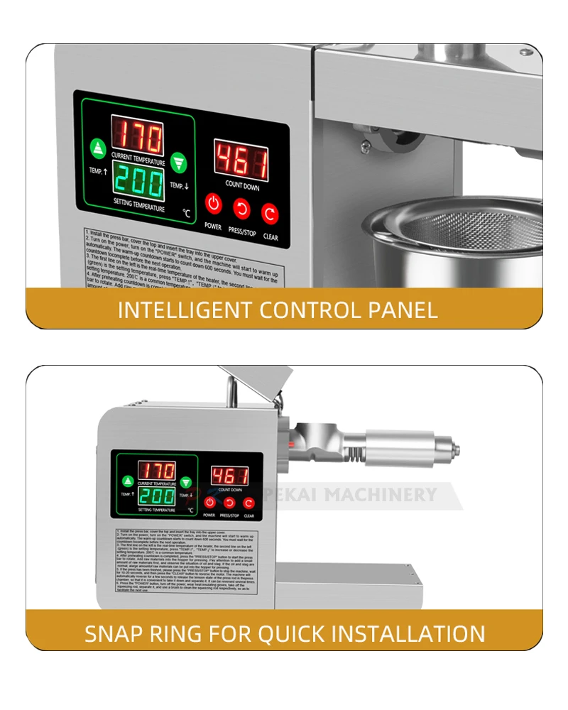 X8S Automatic Oil Press Machine Household Stainless Steel Hot Cold Oil Extraction Temperature Control