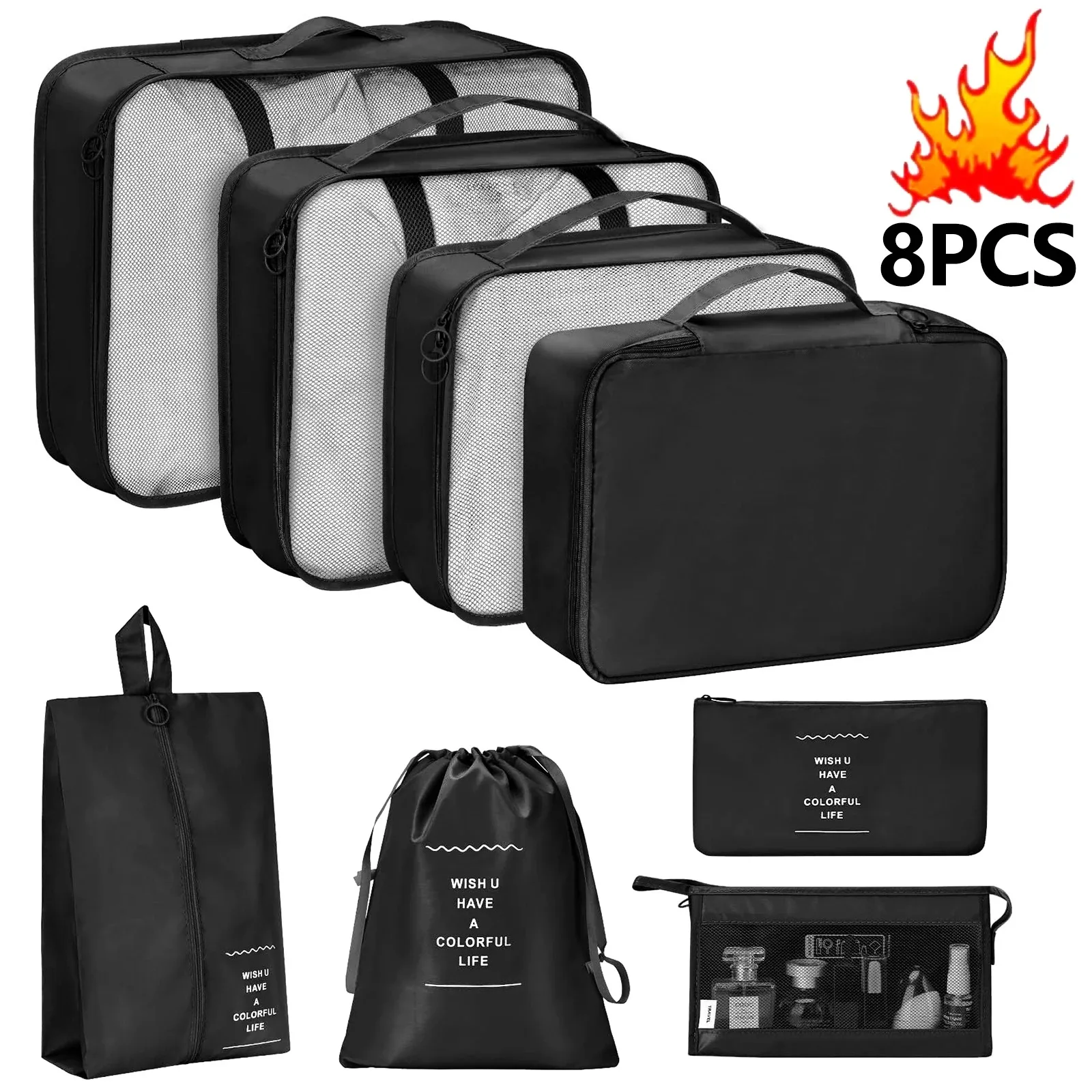 8pcs Set Black