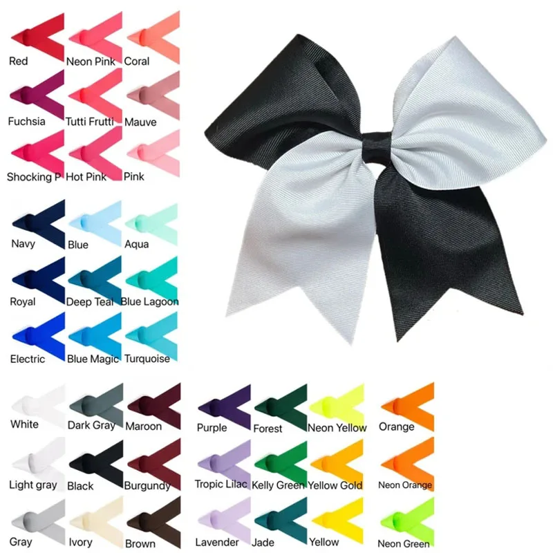 

100pcs/ Customized hair bows Two Toned Cheer / Tailed Hair Bow for school spirit, sports teams, outfit matching