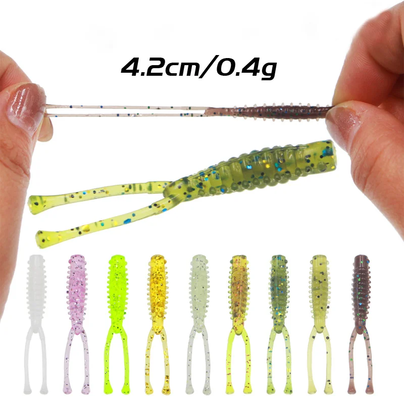 

Sea. Yolo 1/10pcs/box Root Fishing Double Tailed Soft Bait 4.2cm 0.4g Night Light Spiral Sinking Biomimetic PVC Fake Bait
