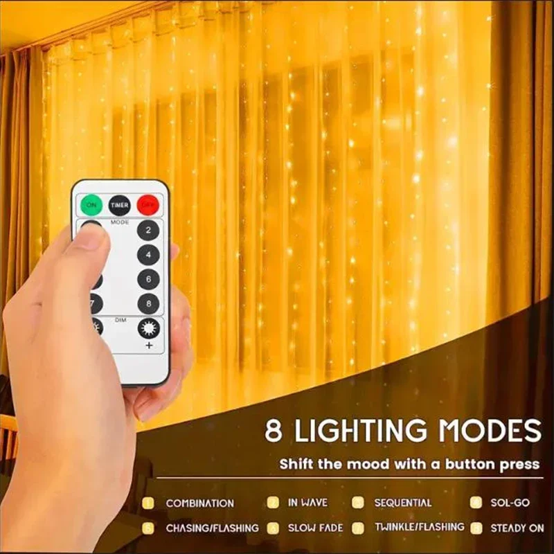 Curtains Lights Outdoor Courtyard LED Decoration Festival Rainbow Flashing Waterproof Garden Villa Star Lights 2