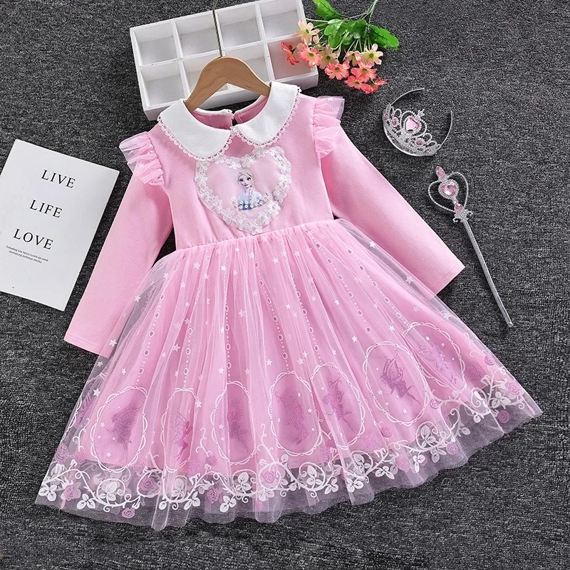 thumbnail image 1 of Disney 2-10Y Frozen Snow Queen Elsa Princesa Vestido Niñas Primavera Otoño Ropa Niños Manga Larga Para Fiesta Infantil Vestido Elsa, 1 of 5
