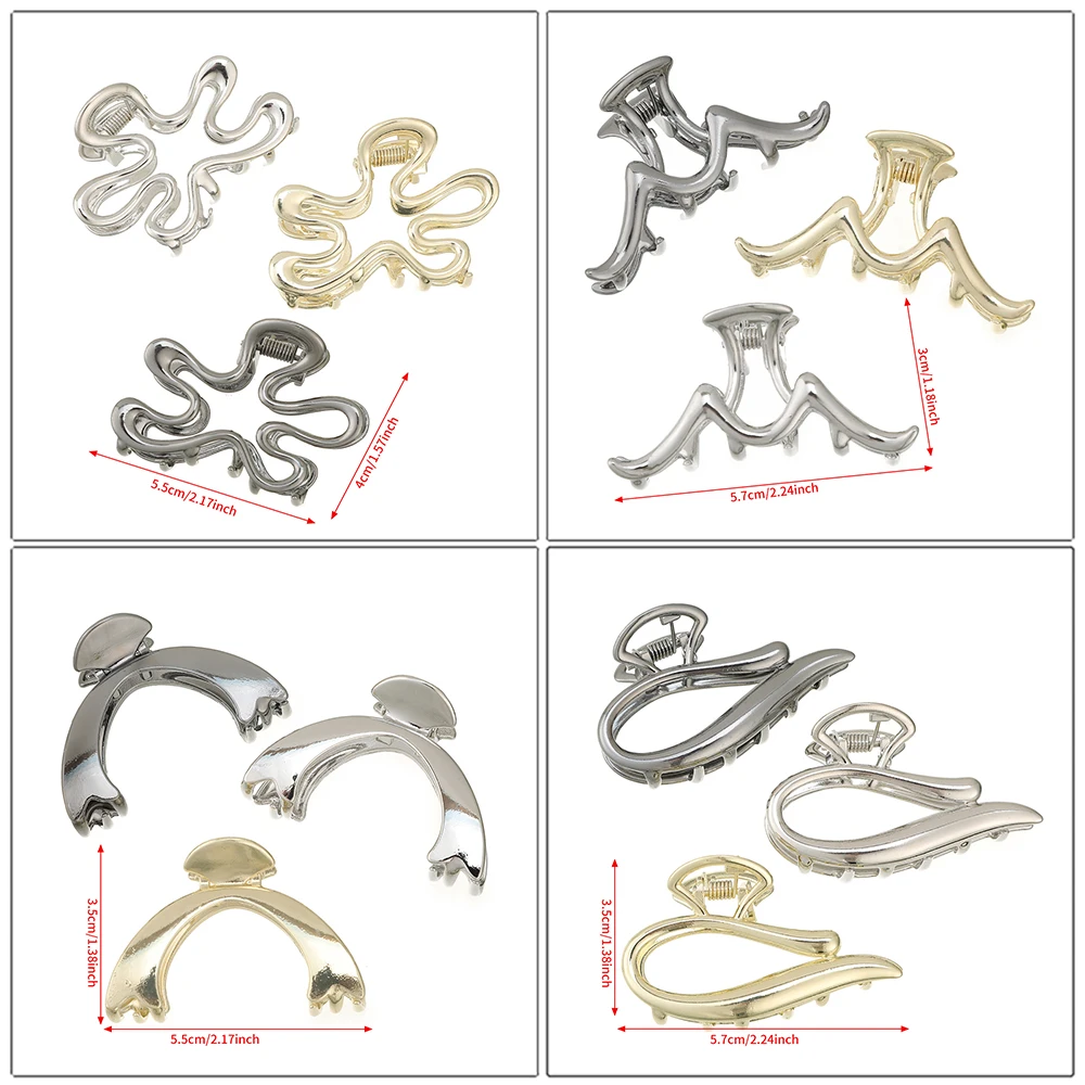 Curved Alloy Hair Claw Golden Sliver Hairpin Women Party Retro Hairpin Festival Korean Hair Accessories Headwear Crab Clip