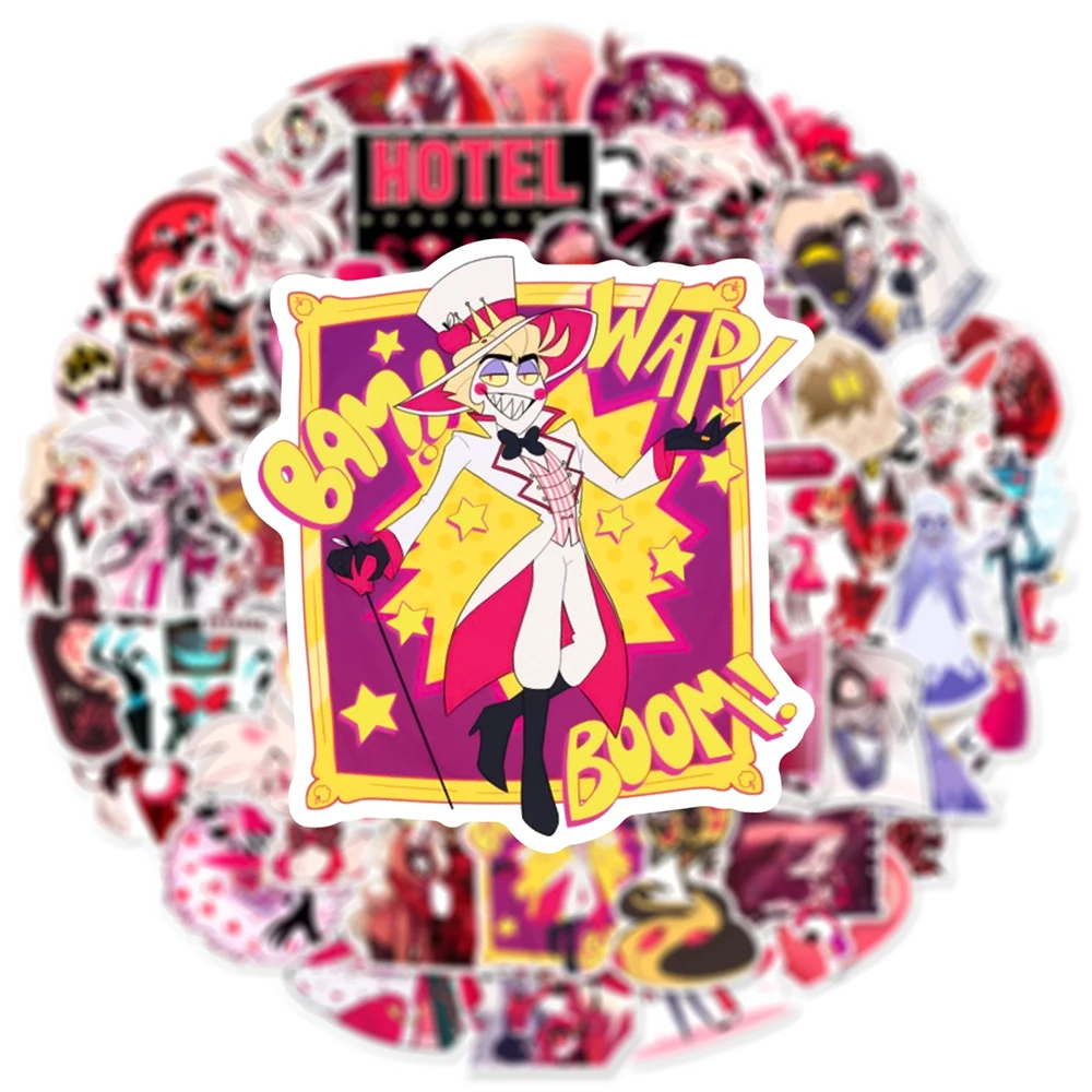 10/30/56PCS Cartoon Helluva Boss Stickers Hazbin Hotel decalcomanie PVC impermeabile valigia Laptop casco Notebook fai da te Graffiti giocattoli