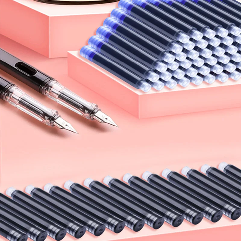 50개/봉투 만년필용 교체 가능 잉크 카트리지, 3.4mm 직경의 일회용 잉크 펜 리필, 필기용 잉크 주머니