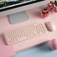 Fashion Wireless Keyboard and Mouse Combo Gamer Silent Keyboards Mouse Set Ultra Thin Office PC Ergonomic Gaming Pink Keypad