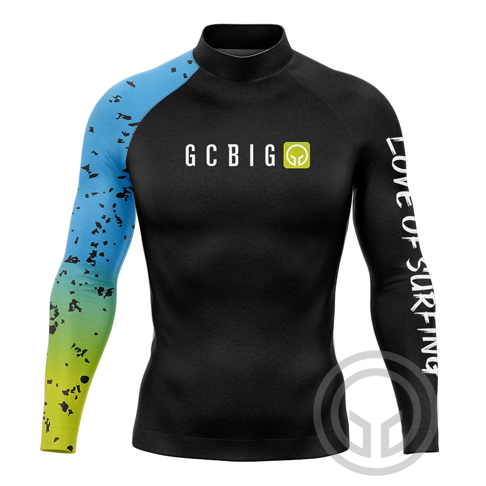 New Mens Swimsuit Swimming T-shirt Basic Skins Long Sleeve Rash Guard Beach Swim Tight Shirt Surfing Diving Gym Clothing