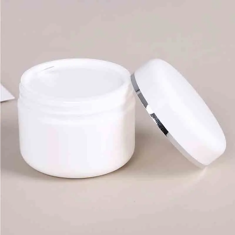 10g-500g 여행 페이스 크림 박스 로션 화장품 용기 실버 골드 에지 흰색 플라스틱 빈 메이크업 항아리 리필 용 병