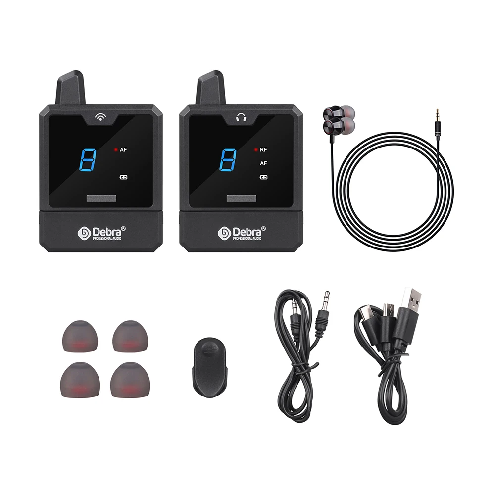 Debra Wireless In-Ear Monitor System UHF IEM Audio-Mini UHF Rechargeable for Mus