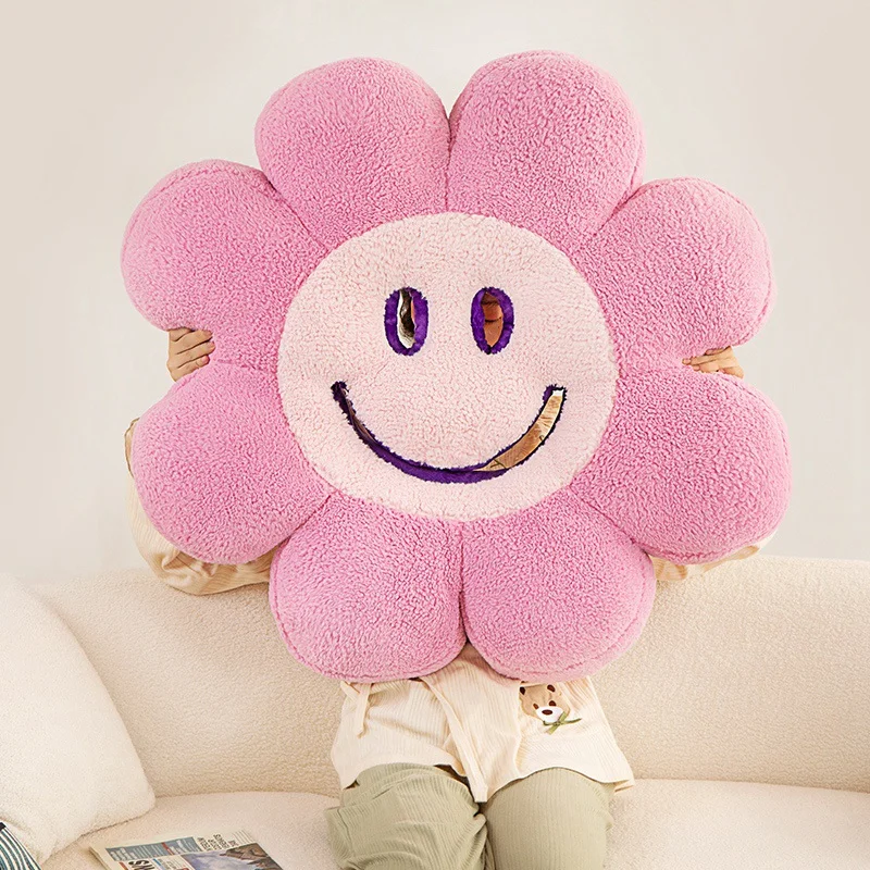 58/83cm Smiling Face Sunflower Plush Pillow Stuffed 8-petal Flower Plant Seat Cushion Party Home Decor Gift 2