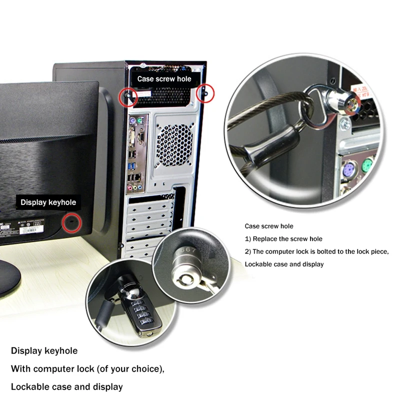 Desktop Computer Lock Computer Case Lock For Internet Cafe Office Management