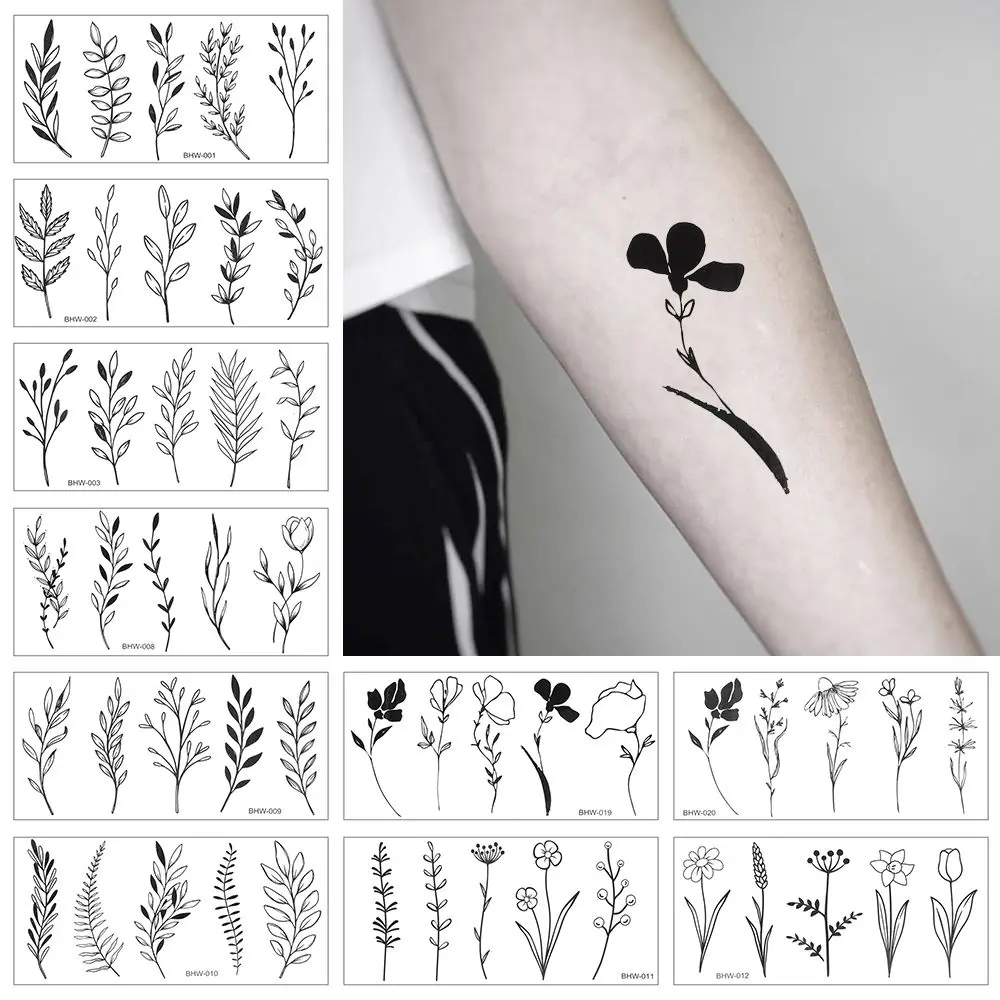 Tatouage Pensée Fleur Noir Et Blanc Faux tatouages à fleurs imperméables, divers tatouages temporaires, faciles  à utiliser, Art corporel, noir et blanc - AliExpress