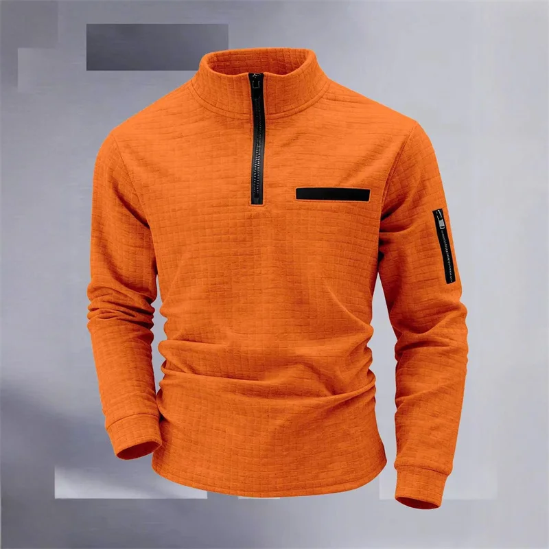 Nuova polo sportiva da uomo, design a righe vintage con chiusura a mezza zip, vestibilità slim, elegante top casual a maniche lunghe da esterno. - immagine 6