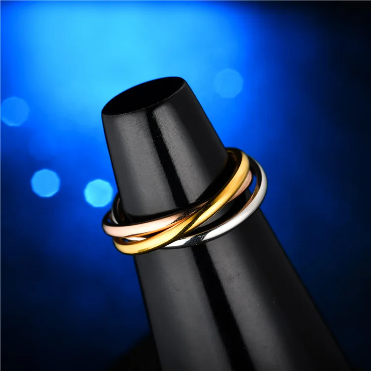 UAGE Classic 3 Rounds Ring Sets Women Stainless Steel Wedding Engagement Female Finger Jewelry 4