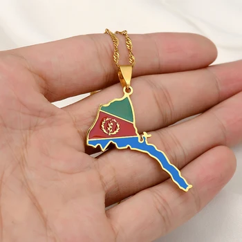 SONYA Eritrea Map Flag Pendant Thin Necklaces for Women Girls Gold Color  African Map of Eritrean stainless steel Jewelry 2