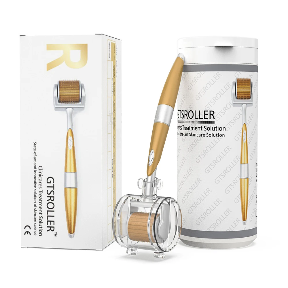 Gtsroller 192 Pin Medical Grade Titanium Gold Micro Needle Derma Roller Per La Cura Della Pelle Anti Invecchiamento E Dermaroller Per La Crescita Dei 