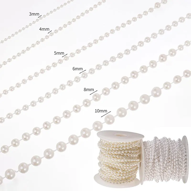 Pearl Bead String Imitation Pearls Chain Craft Fishing Line Garland Decor 2/5/10Meters 3/4/5/6/8mm