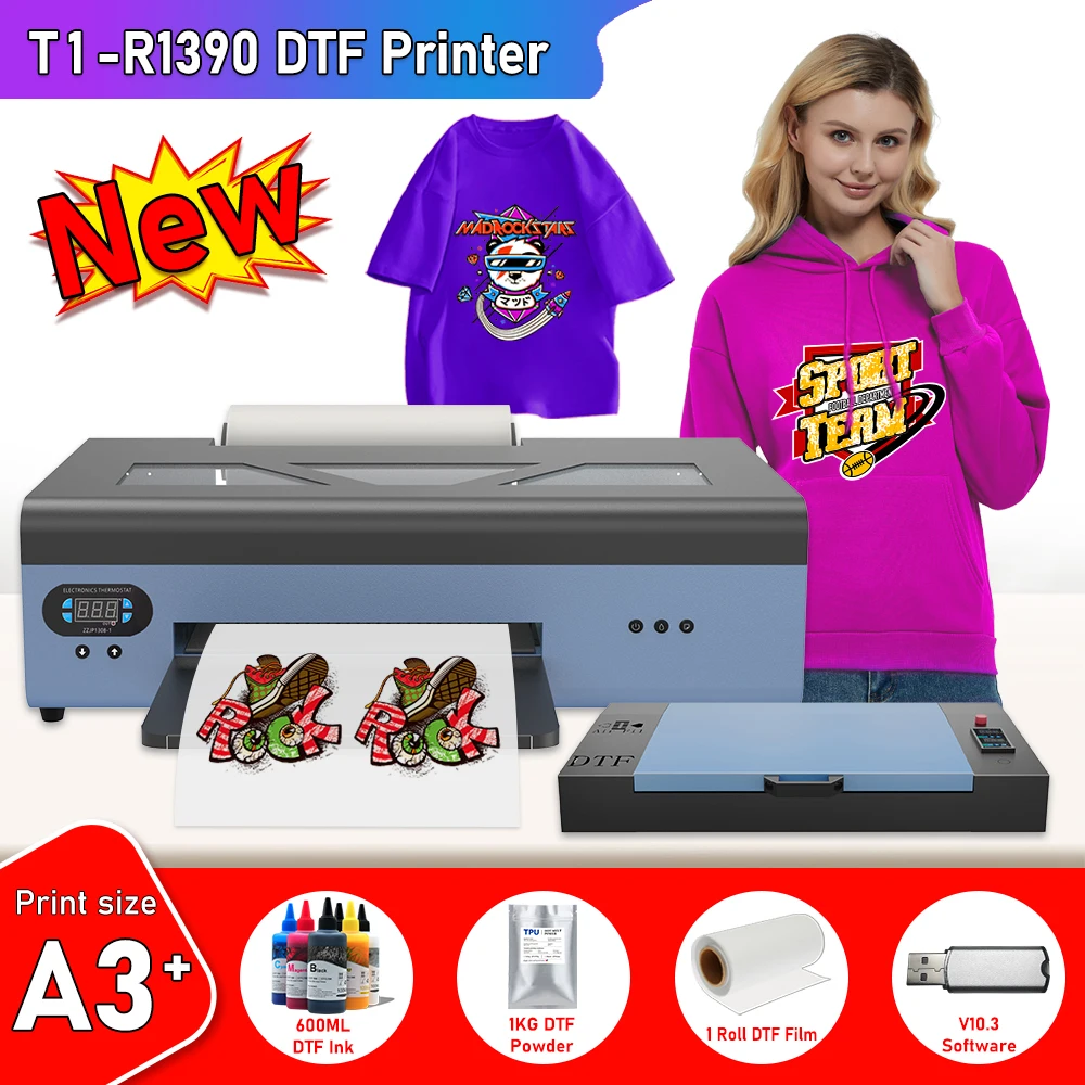 A3 impresora dtf for Epson L1800 dtf Directly To Film DTF transfer printer bult -in ink circulation A3 t shirt printing machine