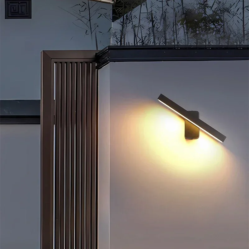 Led Wall Lamp Outdoor Waterproof Villa Entrance Fixture Courtyard Living Room Home Decorative Long Strip Aluminium Wall Lights