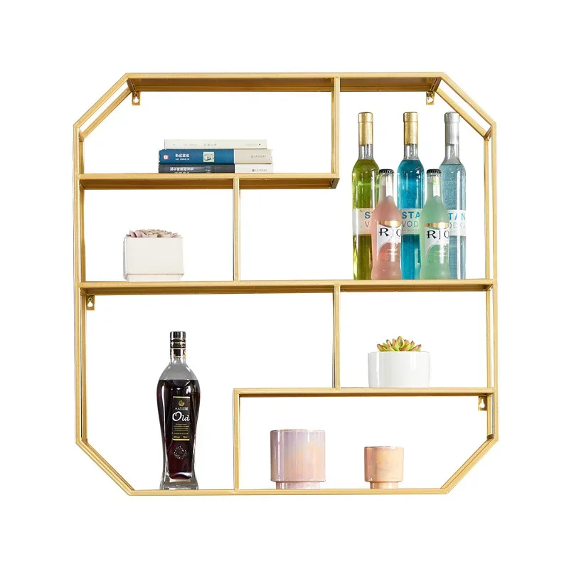 

Modern hexagon shelves metal salon display rack shelf nail polish hexagonal wall shelf
