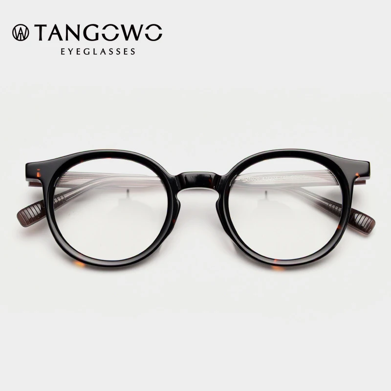 

TANGOWO Retro Acetate Eyeglasses Frames Men Women Anti-Blue Light Round High Quality Myopia Optical Prescription Glasses Frame