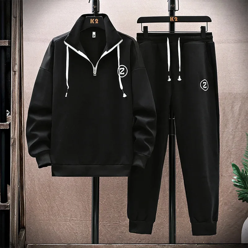Conjunto de 2 piezas de chándal para hombre, ropa de abrigo, sudaderas de manga larga y pantalones, conjunto de ropa 2024