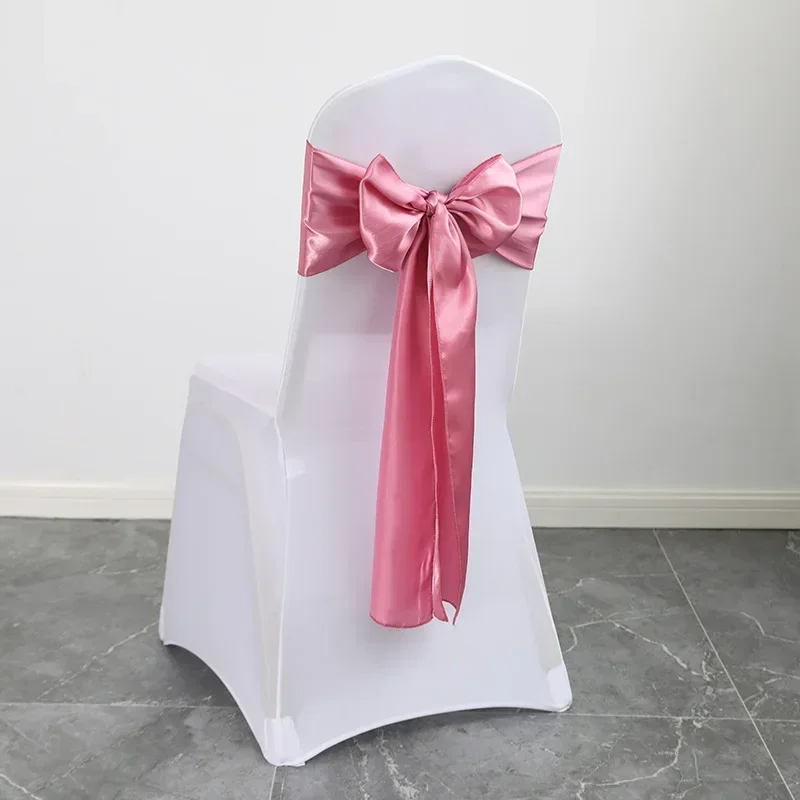 10/50 stks elastische stoel sjerpen met achterkant gesp strikken voor bruiloft decoratie knoop feest verjaardag banket decor stretch, lichtroze, 10